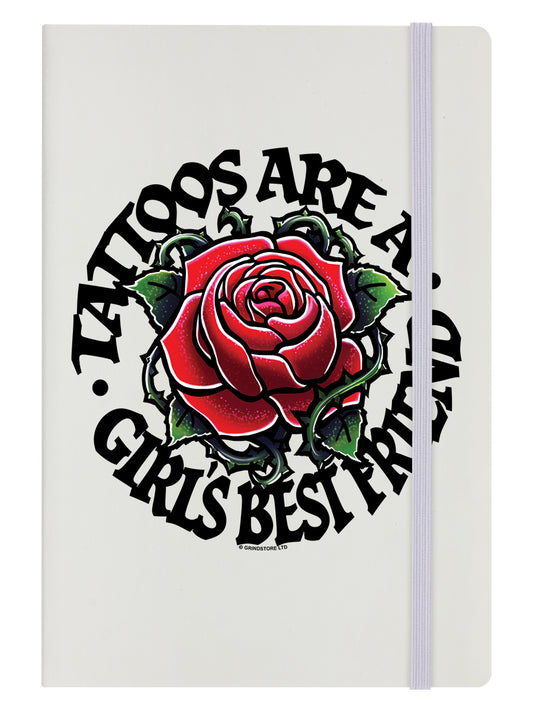 Tattoos Are A Girl's Best Friend Cream A5 Hard Cover Notebook