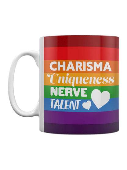 Charisma, Uniqueness, Nerve & Talent Rainbow Mug