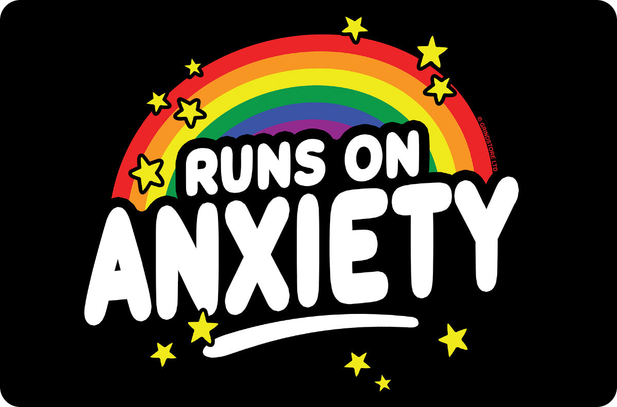 Runs On Anxiety Small Tin Sign