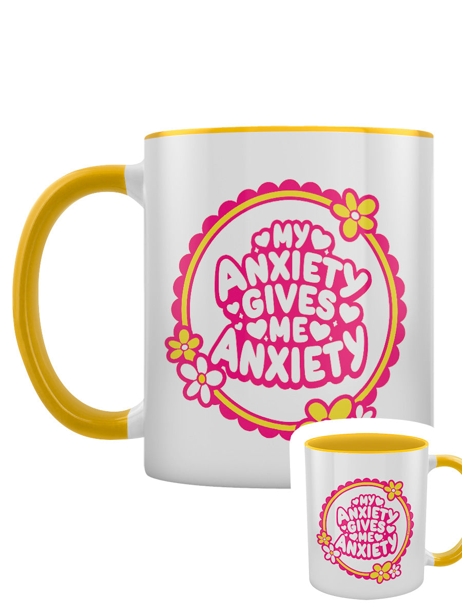 My Anxiety Gives Me Anxiety Yellow Inner 2-Tone Mug