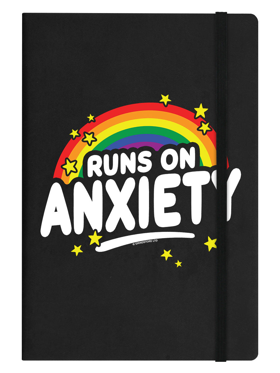 Runs On Anxiety Black A5 Notebook