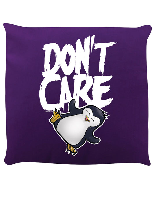 Psycho Penguin Don't Care Purple Cushion