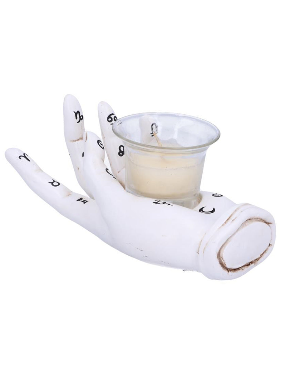 Palmist's Prediction White Chiromancy Hand Candle Holder