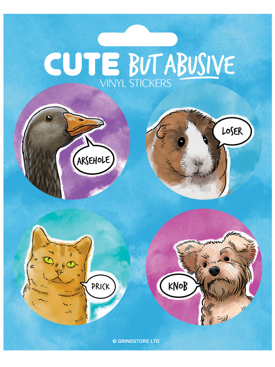 Cute But Abusive - Goose, Guinea Pig, Cat, Dog Vinyl Sticker Set