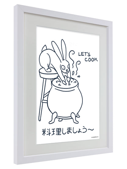 Kawaii Bunny Let's Cook Framed Mini Print