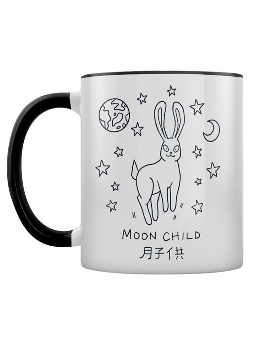 Kawaii Bunny Moon Child Black Inner 2-Tone Mug