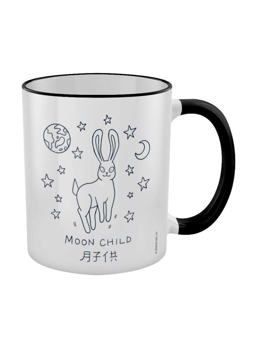 Kawaii Bunny Moon Child Black Inner 2-Tone Mug