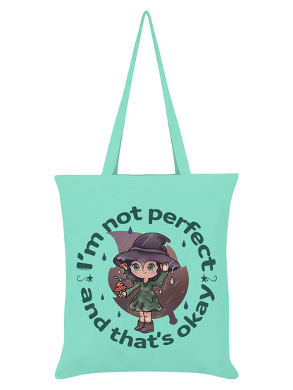 Kooky Witch Not Perfect And That's Okay Mint Green Tote Bag