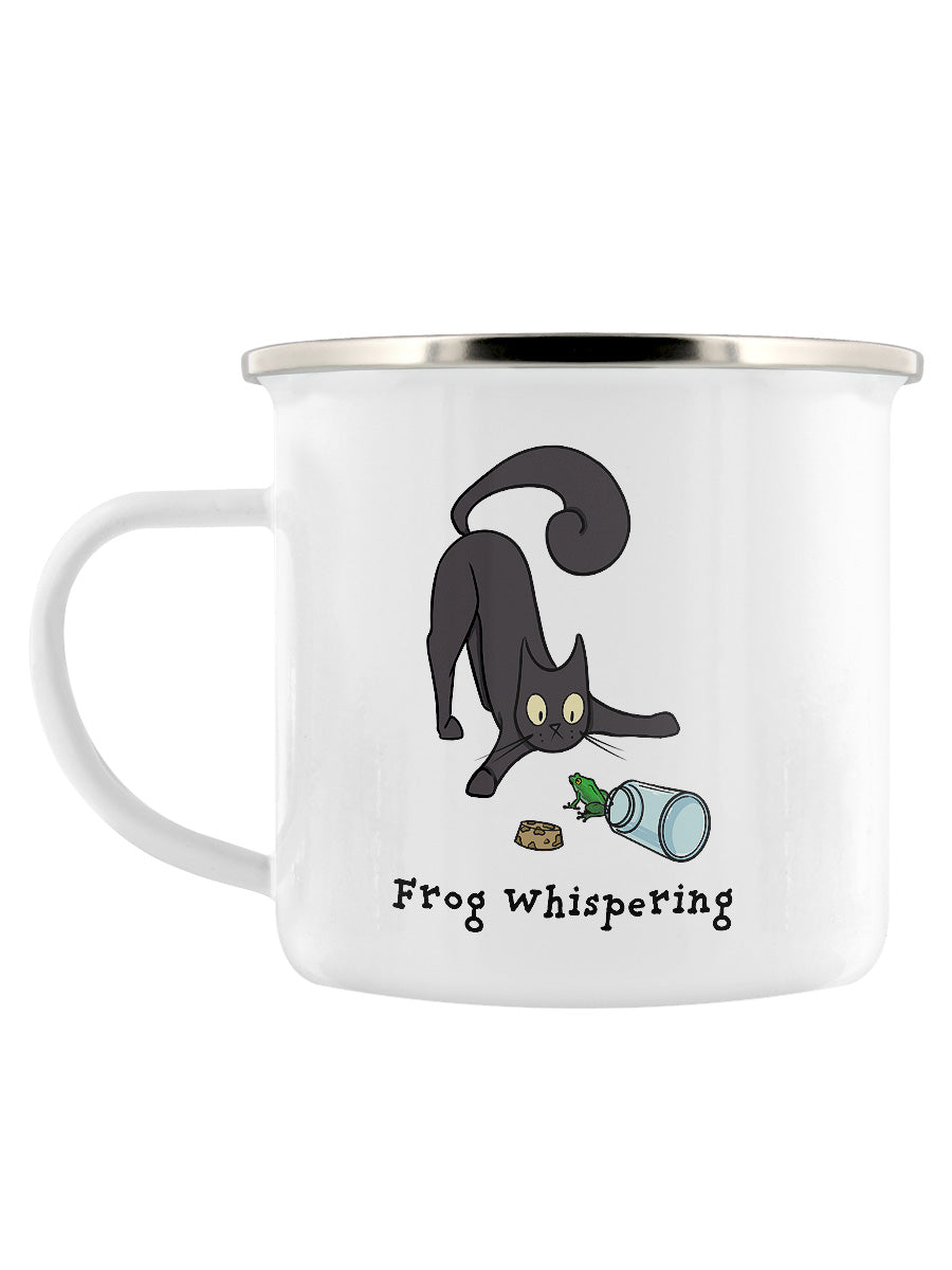 Spooky Cat Frog Whispering Enamel Mug