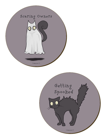 Spooky Cat Behaviour Coasters - Set of 4