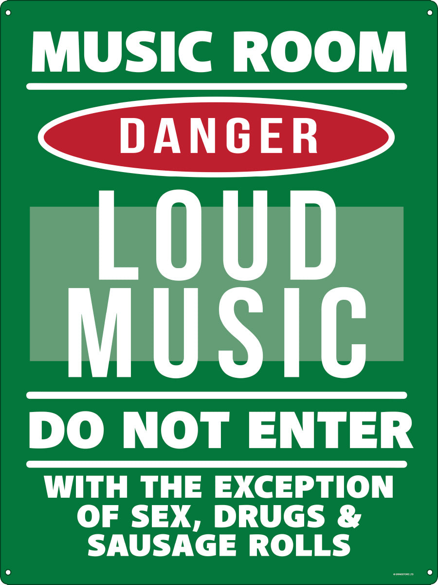 Music Room Danger Loud Music Tin Sign