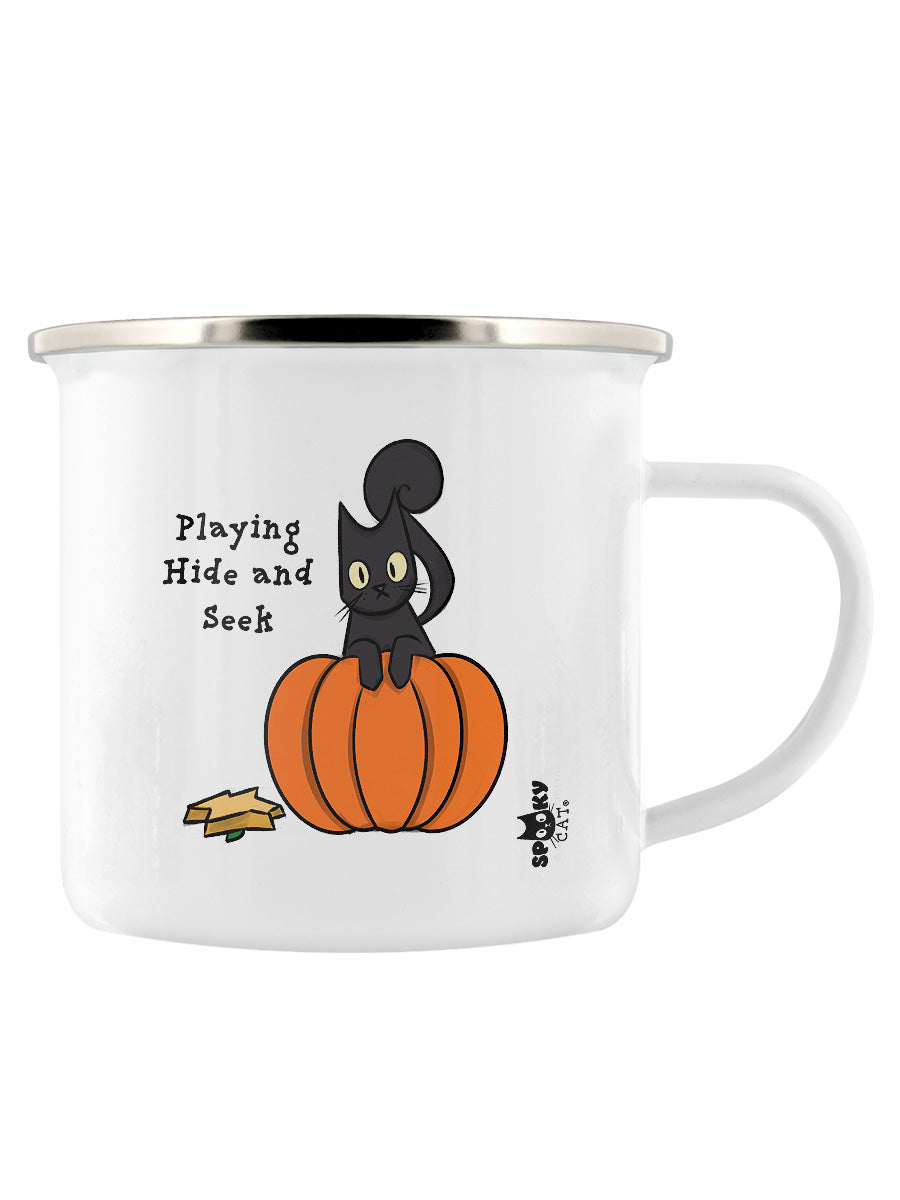 Spooky Cat - Hide & Seek, Curiosity and Dressing Spooky Enamel Mug