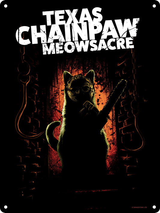Horror Cats Texas Chainpaw Meowsacre Mini Tin Sign