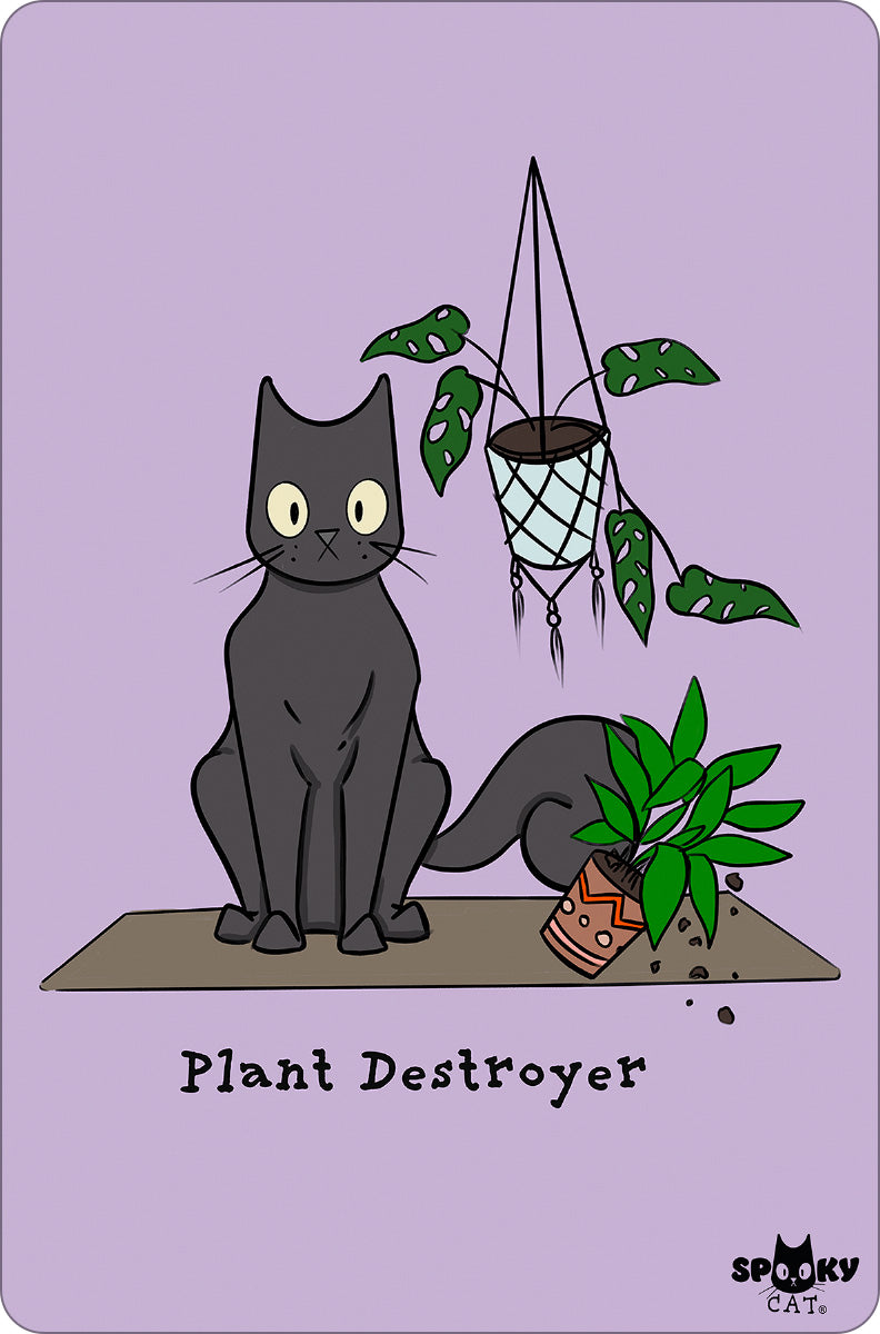 Spooky Cat Plant Destroyer Small Tin Sign