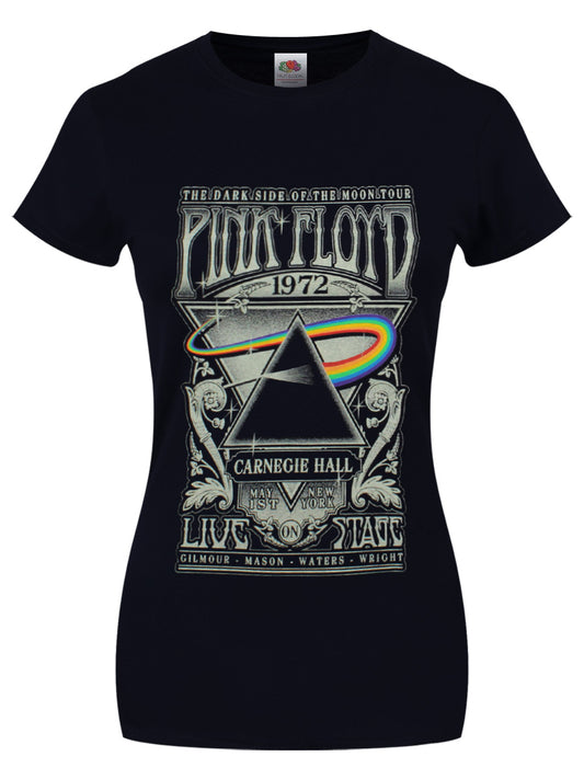 Pink Floyd Carnegie Hall Poster Ladies Navy Blue T-Shirt