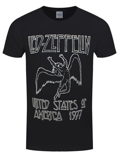 Led Zeppelin USA 1977 Men's Black T-Shirt