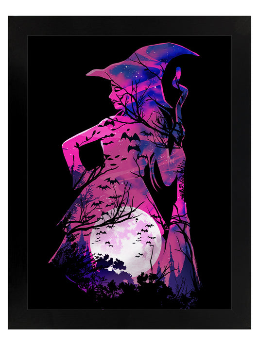 Framed Celestial Witch Mirrored Tin Sign