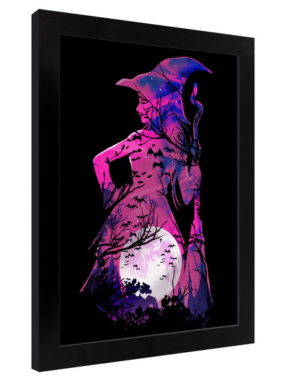 Framed Celestial Witch Mirrored Tin Sign