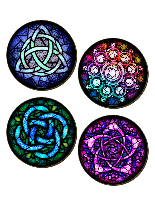 Stained Glass Collection 4 Piece Coaster Set