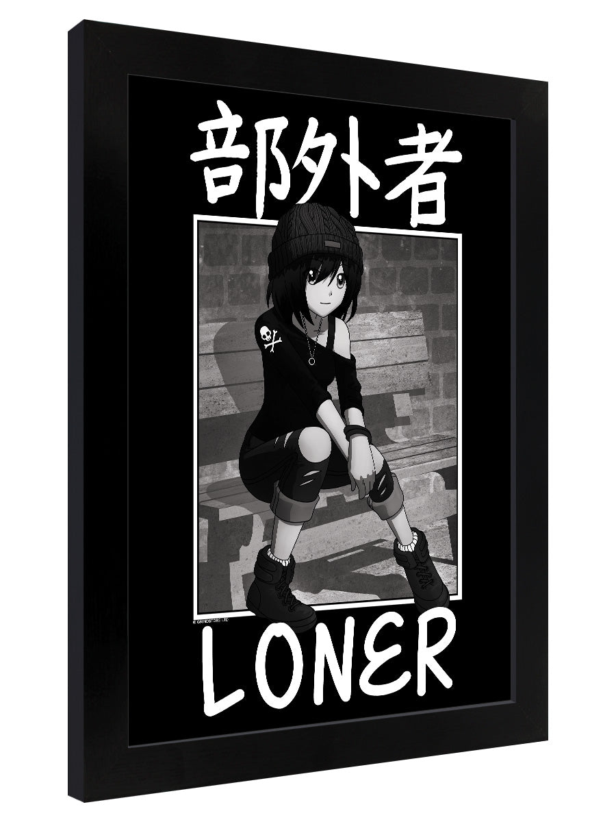 Tokyo Spirit Loner Black Wooden Framed Print