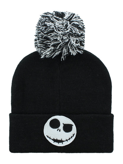 The Nightmare Before Christmas Jack Face Black Pom Beanie