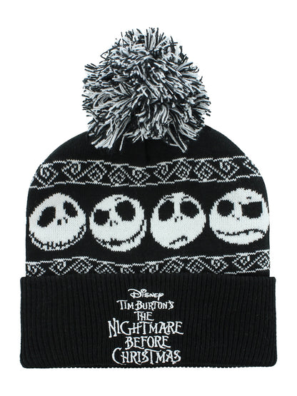 Nightmare Before Christmas Snow Black Pom Beanie
