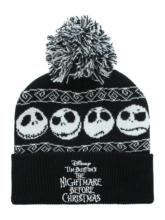 Nightmare Before Christmas Snow Black Pom Beanie