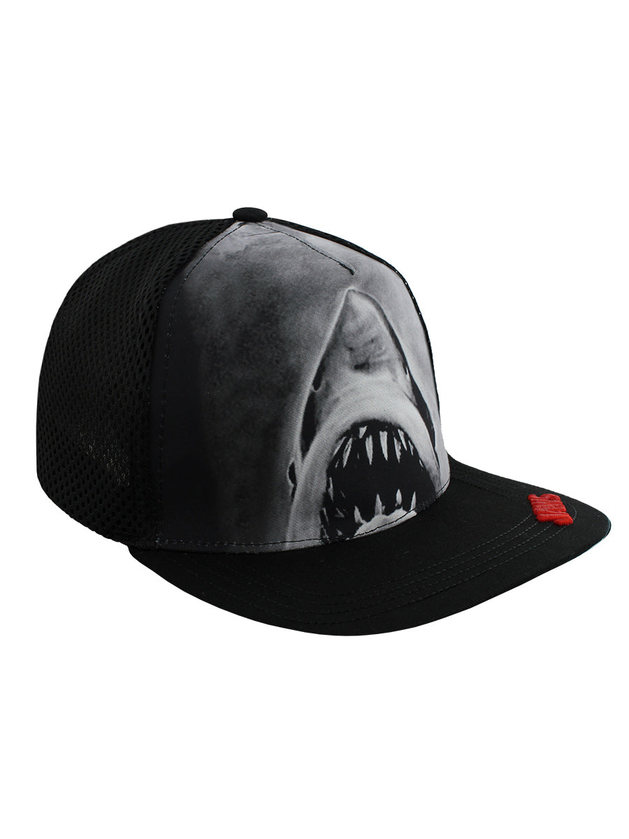 Jaws Sublimated Black Snapback Cap