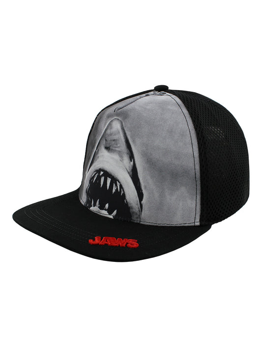 Jaws Sublimated Black Snapback Cap