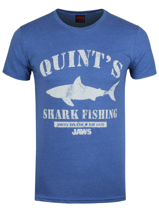 Jaws Quint's Shark Fishing Men's Heather Blue T-Shirt