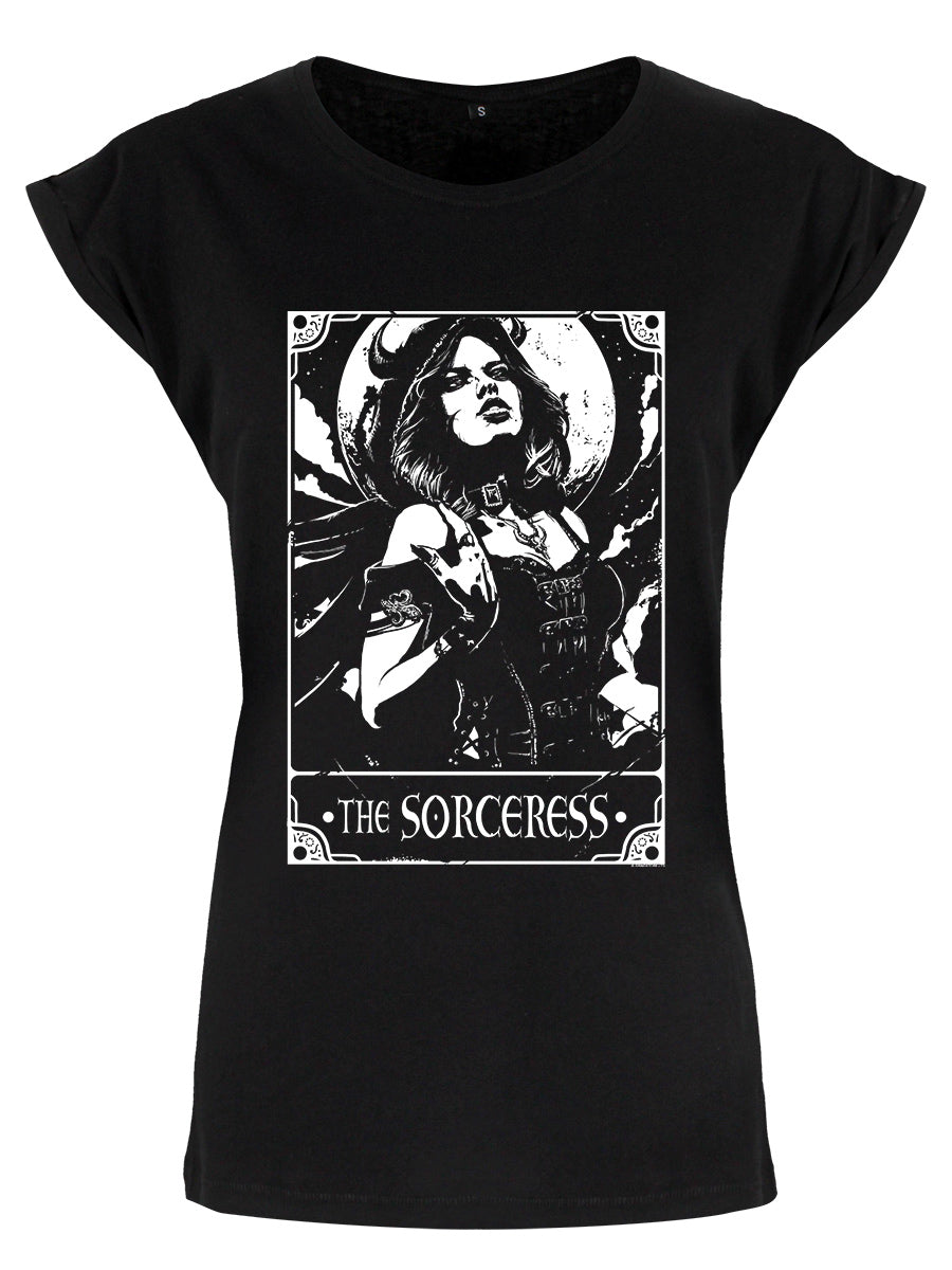 Deadly Tarot The Sorceress Ladies Premium Black T-Shirt