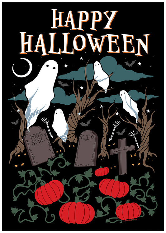 Happy Halloween Graveyard Mini Poster