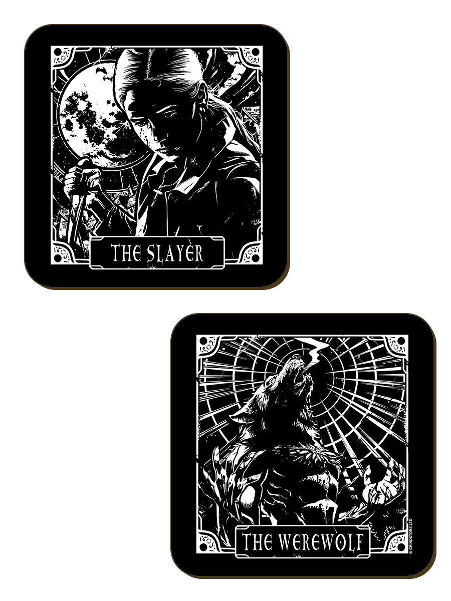 Deadly Tarot The Slayer, The Werewolf, The Undead & The Vampyre 4 Piece Coaster Set