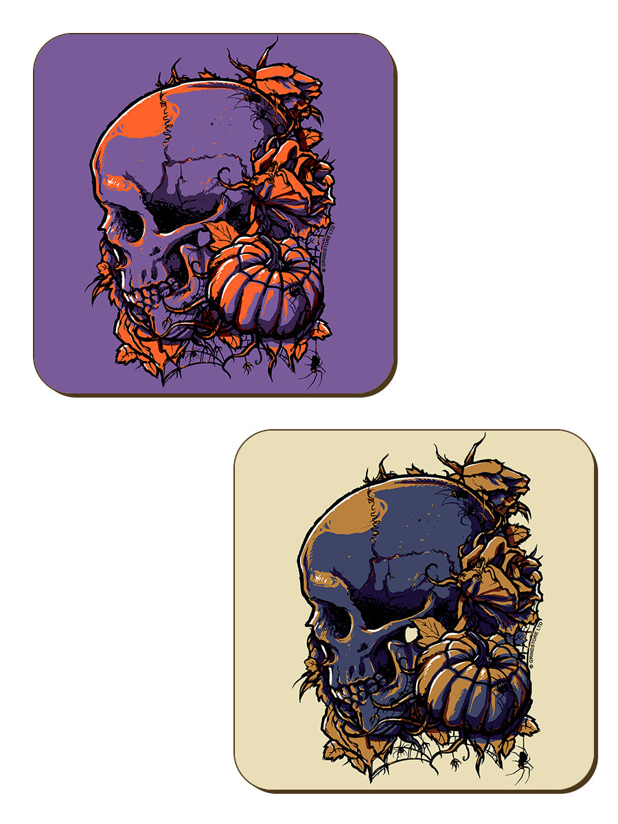 Pumpkin Skull 4 Piece Coaster Set