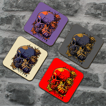 Pumpkin Skull 4 Piece Coaster Set