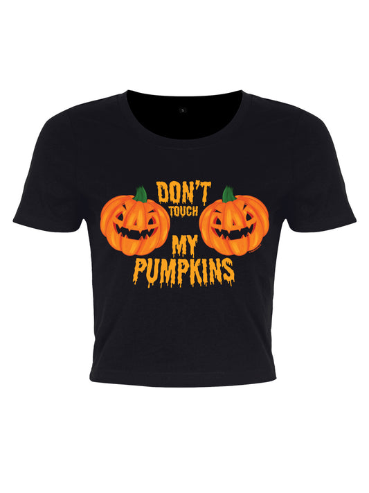 Don't Touch My Pumpkins Black Crop Top