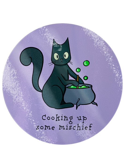 Spooky Cat Cooking Up Mischief Circular Chopping Board