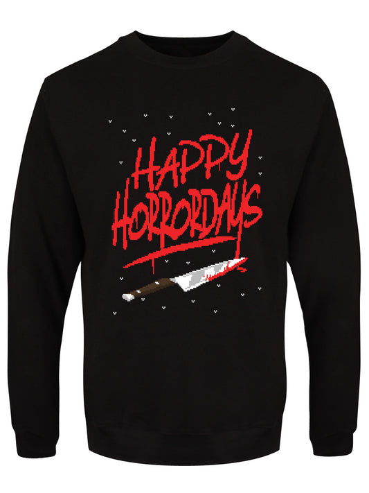 Happy Horrordays Men's Black Christmas Jumper