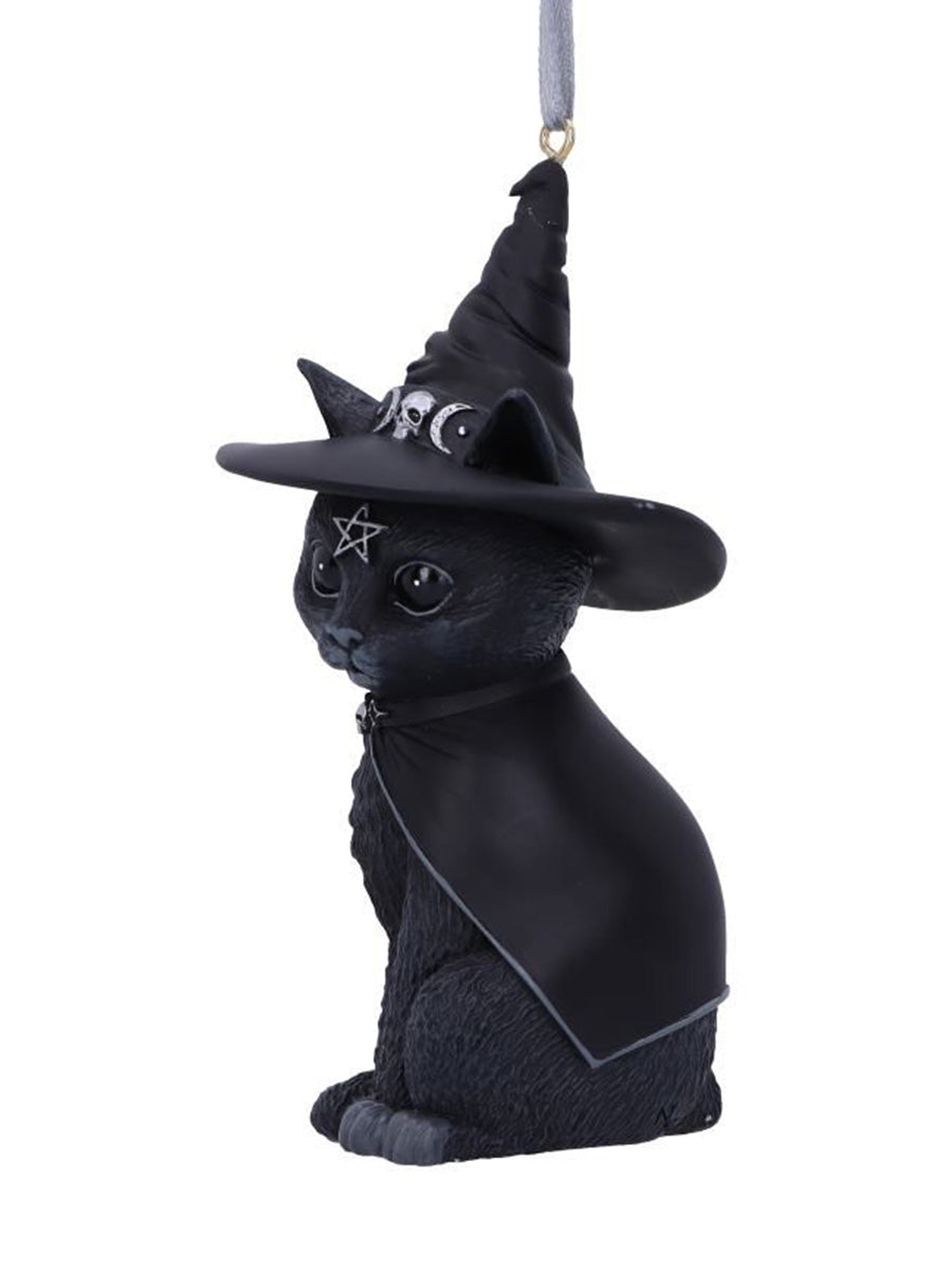 Purrah Black Witch Cat Hanging Decorative Ornament 11.5cm
