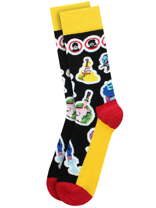 Yellow Submarine Portholes & Characters Black Socks 7/11