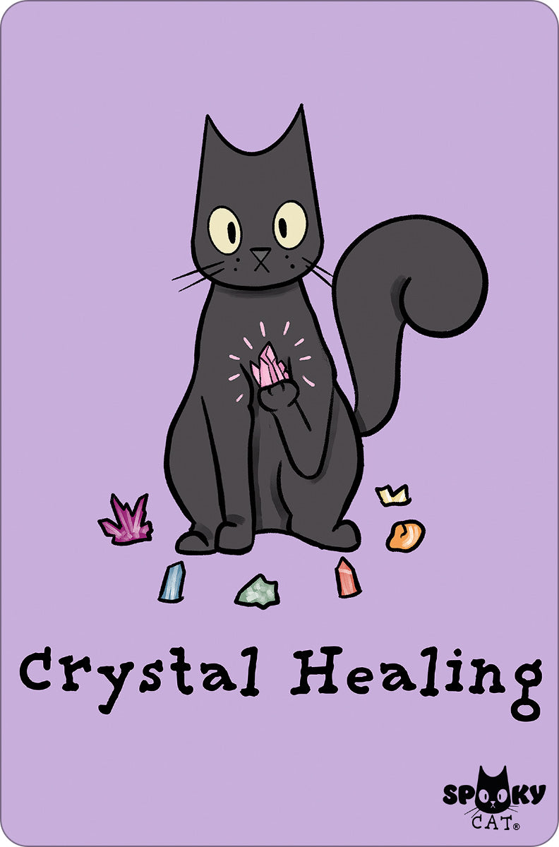 Spooky Cat Crystal Healing Small Tin Sign