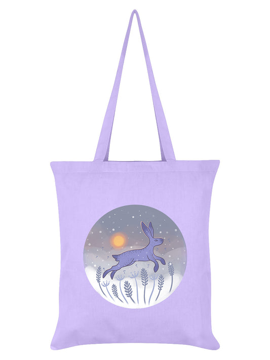 Leaping Into Winter Hare Lilac Tote Bag