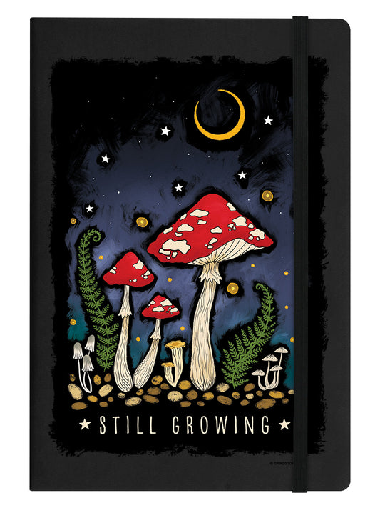 Magical Mushrooms Still Growing Black A5 Hard Cover Notebook