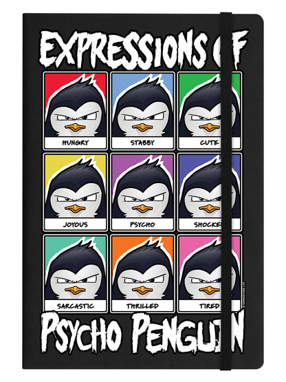 Psycho Penguin Expressions Black A5 Hard Cover Notebook