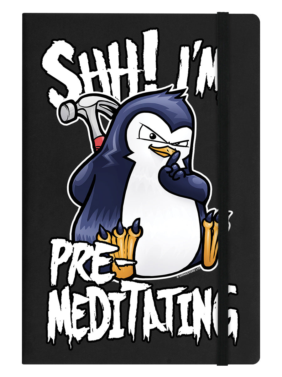 Penguin Shh! I'm Pre-Meditating Black A5 Hard Cover Notebook