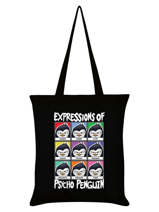 Psycho Penguin Expressions Black Tote Bag