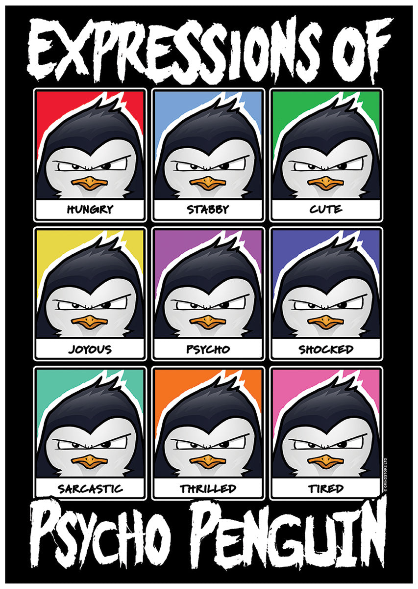 Psycho Penguin Expressions Mini Poster