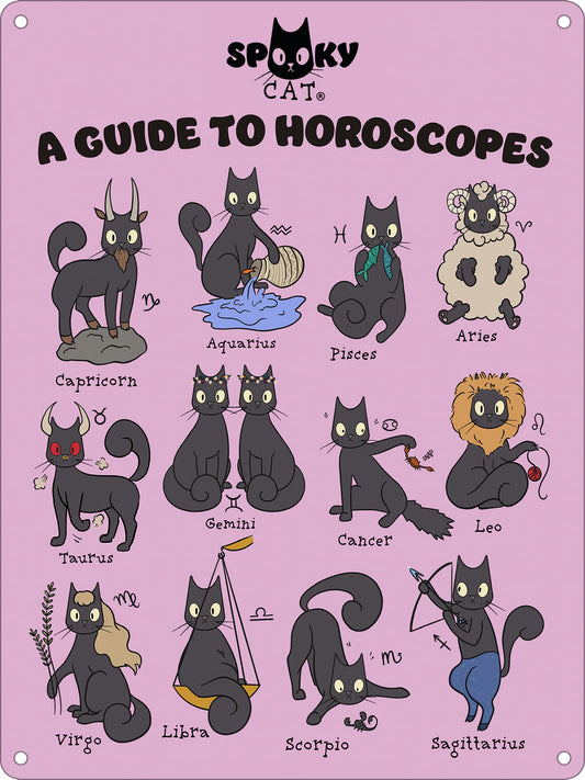 Spooky Cat A Guide To Horoscopes Mini Tin Sign