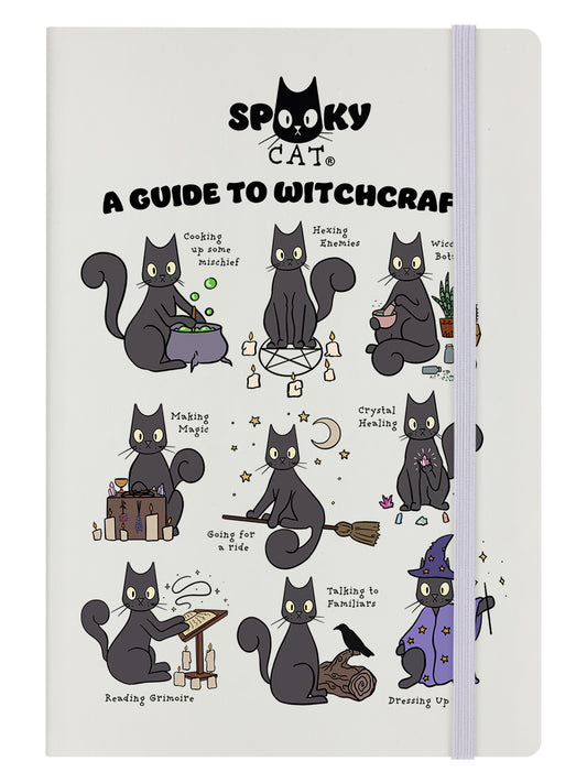 Spooky Cat A Guide To Witchcraft Cream A5 Hard Cover Notebook