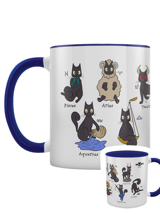 Spooky Cat A Guide To Horoscopes Blue Inner 2-Tone Mug